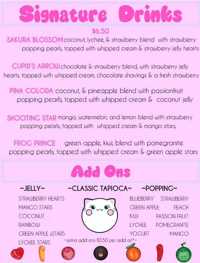Page 2 of menu, Kawaii Boba House Conway, AR