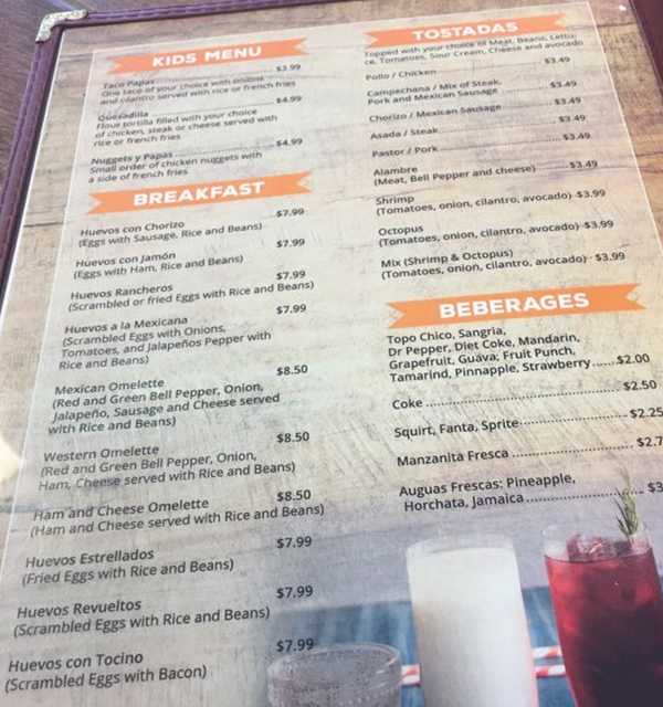Page 7 of menu, Los Gallos Taqueria & Birria Conway, AR