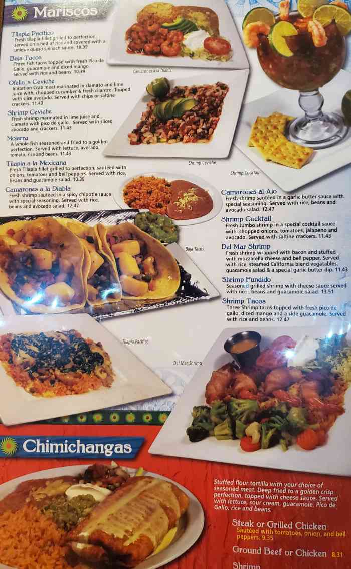 Page 4 of menu, Serranos Mexican Grill Conway, AR