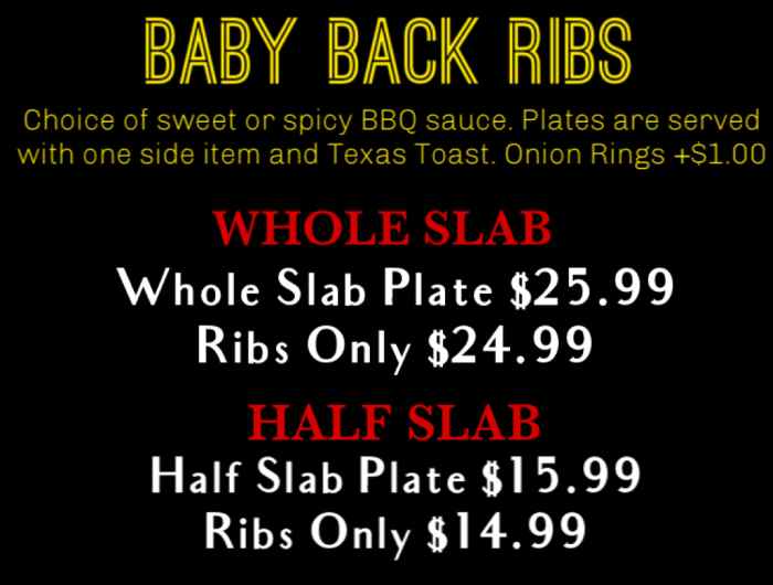 Page 4 of menu, Vincent's BBQ Conway, AR