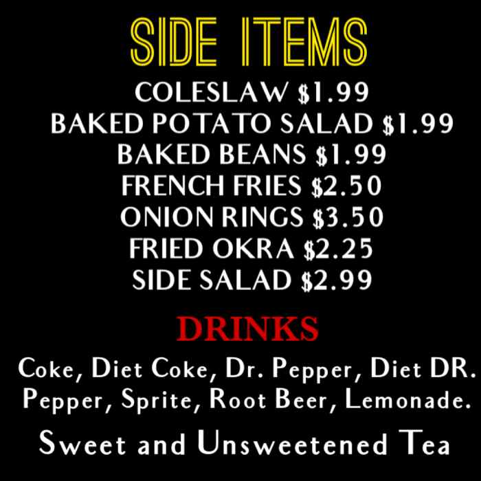 Page 7 of menu, Vincent's BBQ Conway, AR